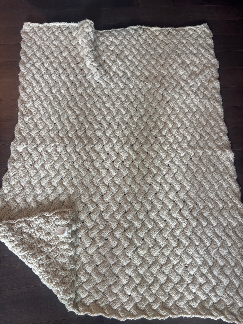 Pottery Barn Cream Braided Chunky Throw Blanket
